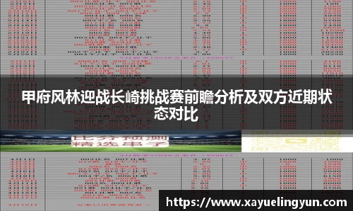 甲府风林迎战长崎挑战赛前瞻分析及双方近期状态对比
